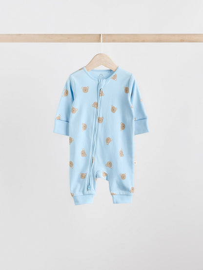 Blue 3 Pack Baby Sleepsuits (0-3yrs) image 9