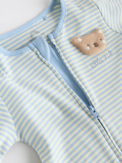 Blue 3 Pack Baby Sleepsuits (0-3yrs)