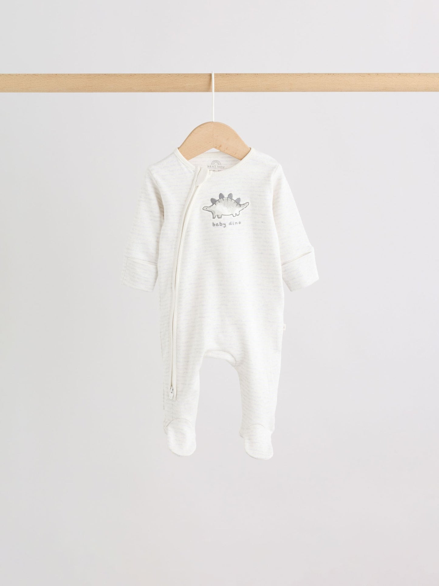 Grey Baby Two Way Zip Sleepsuits 3 Pack (0-2yrs) image 3