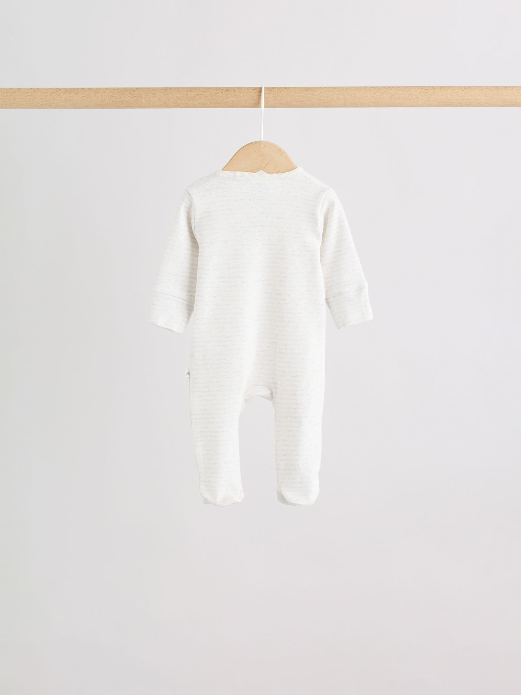Grey Baby Two Way Zip Sleepsuits 3 Pack (0-2yrs) image 4