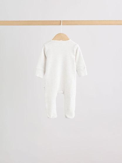 Grey Baby Two Way Zip Sleepsuits 3 Pack (0-2yrs) image 4