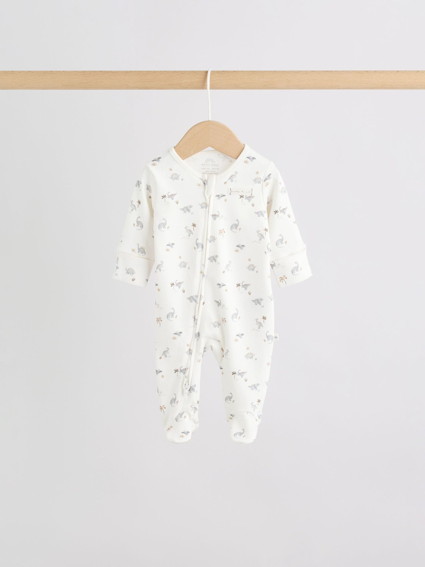 Grey Baby Two Way Zip Sleepsuits 3 Pack (0-2yrs) image 6