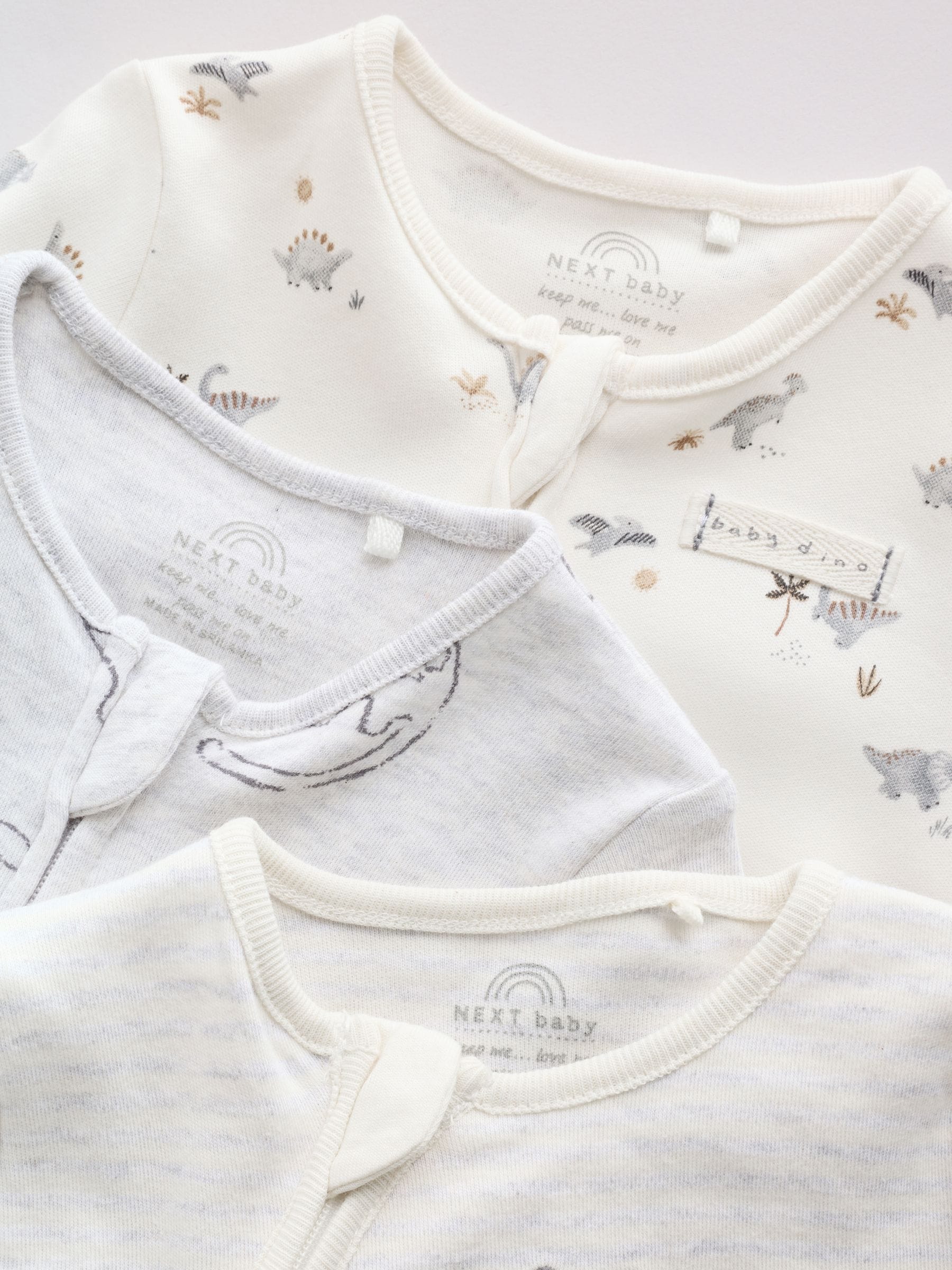 Grey Baby Two Way Zip Sleepsuits 3 Pack (0-2yrs) image 8