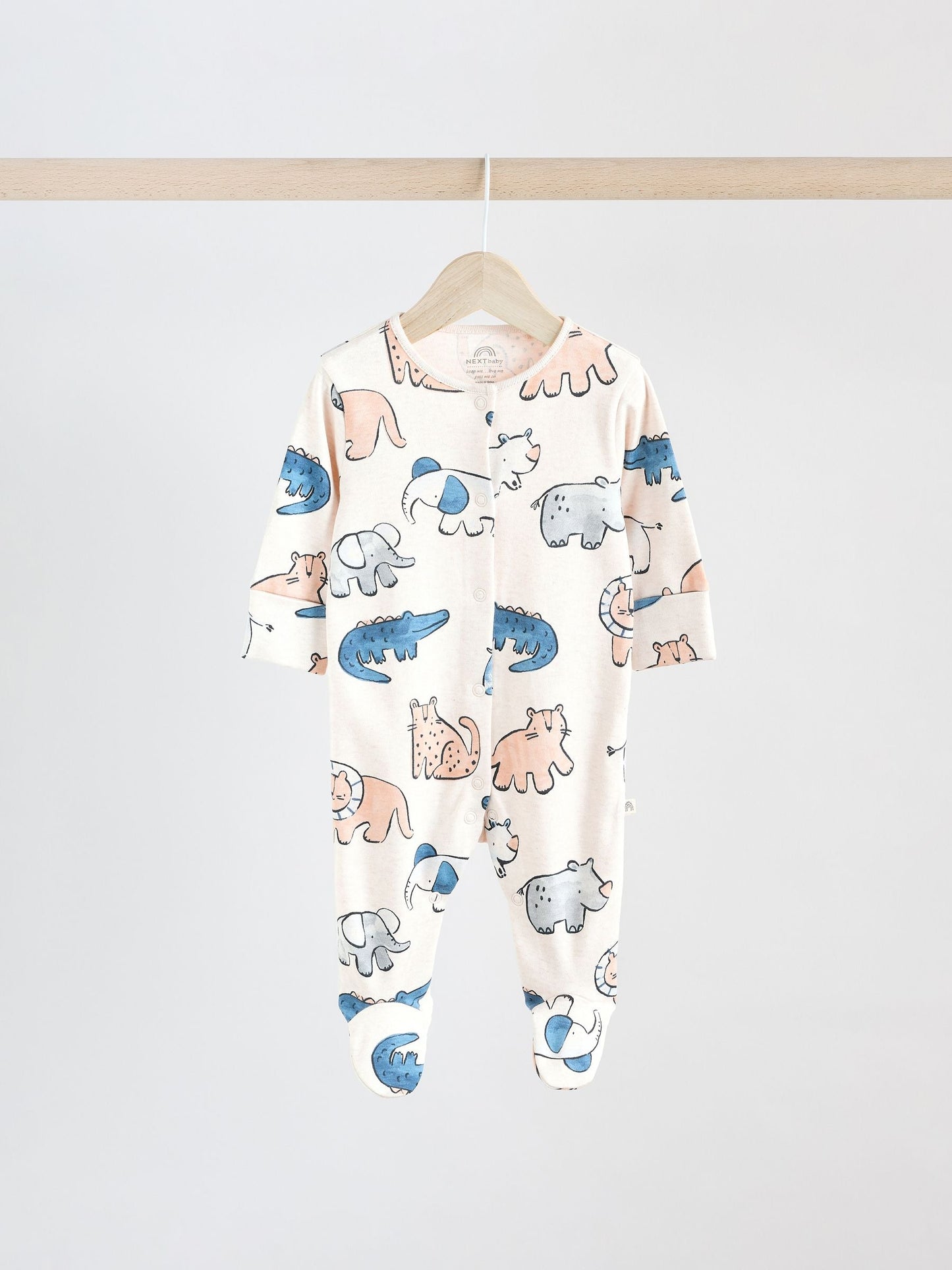 Brown/Blue Baby Sleepsuits 3 Pack (0mths-3yrs)