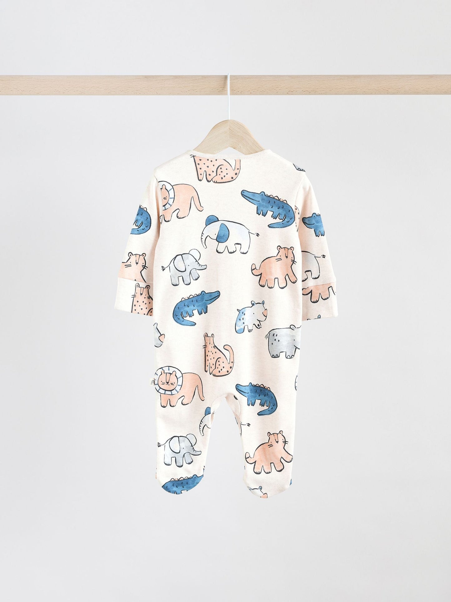 Brown/Blue Baby Sleepsuits 3 Pack (0mths-3yrs)