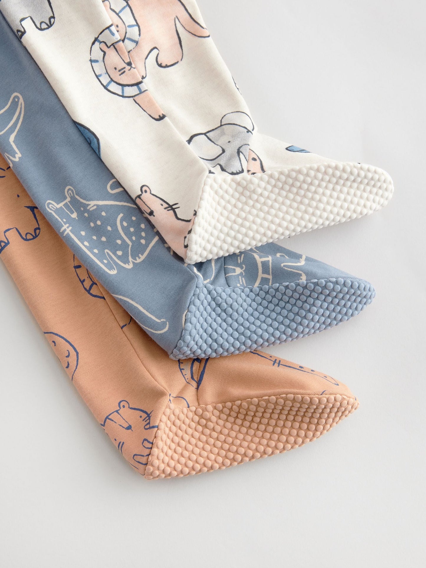 Brown/Blue Baby Sleepsuits 3 Pack (0mths-3yrs)