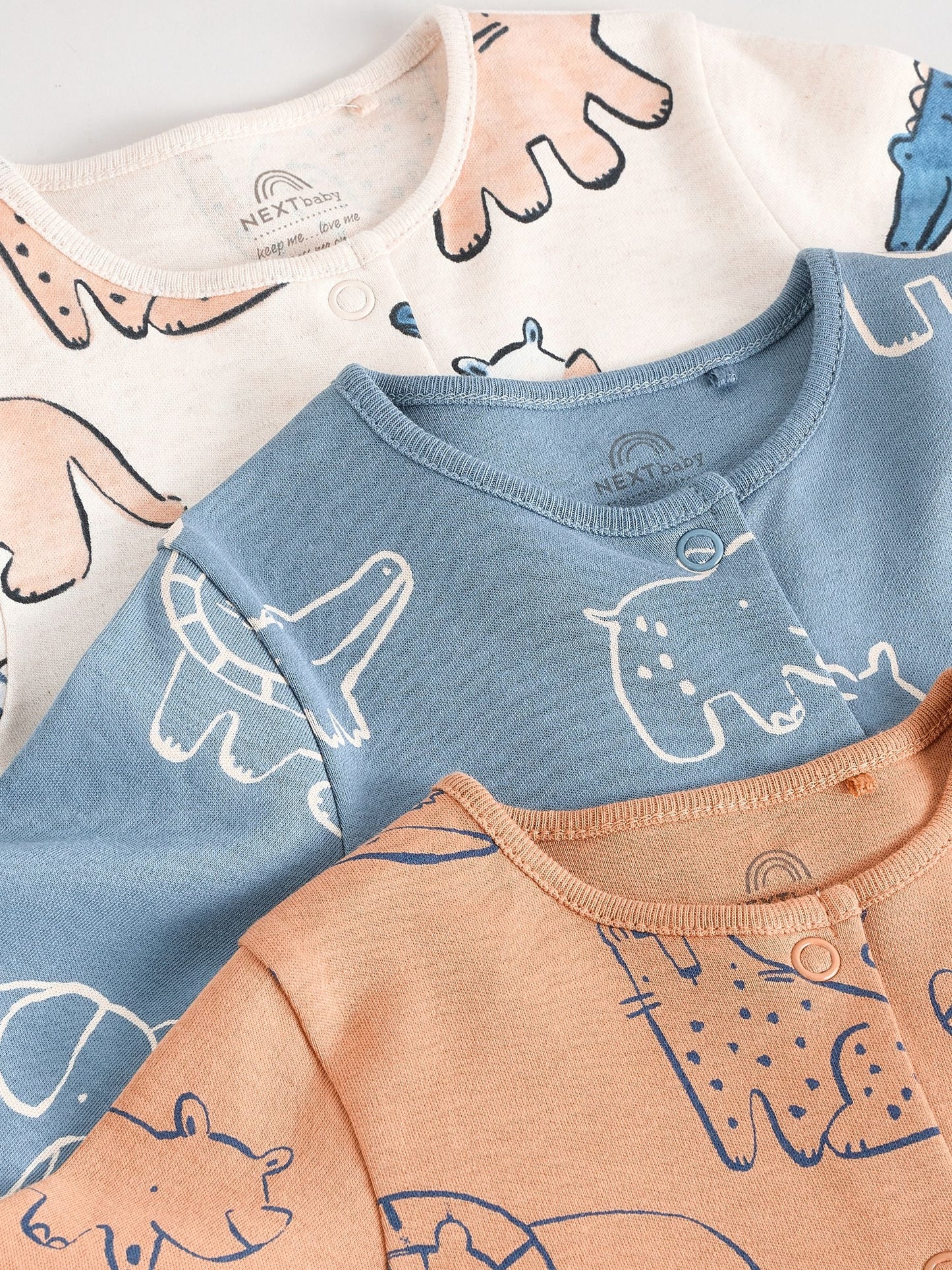 Brown/Blue Baby Sleepsuits 3 Pack (0mths-3yrs)