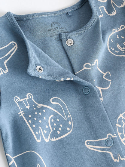 Brown/Blue Baby Sleepsuits 3 Pack (0mths-3yrs)