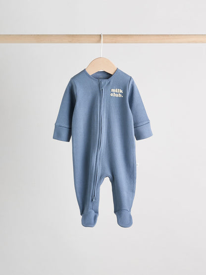 Blue Milk Club Baby Sleepsuits 3 Pack (0mths-2yrs)