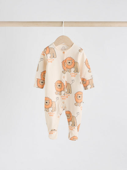 Multi 4 Pack Animal Baby 100% Cotton Sleepsuits (0mths-2yrs)