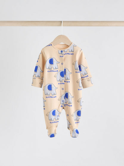 Multi 4 Pack Animal Baby 100% Cotton Sleepsuits (0mths-2yrs)