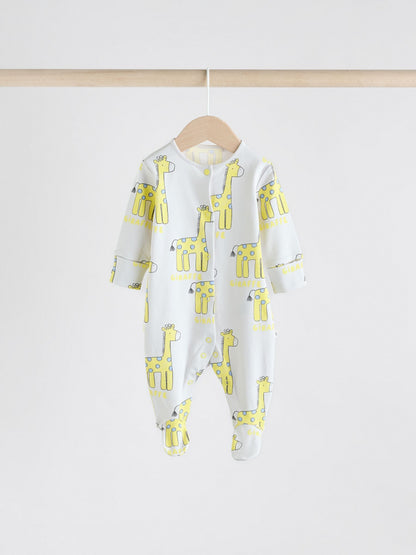 Multi 4 Pack Animal Baby 100% Cotton Sleepsuits (0mths-2yrs)
