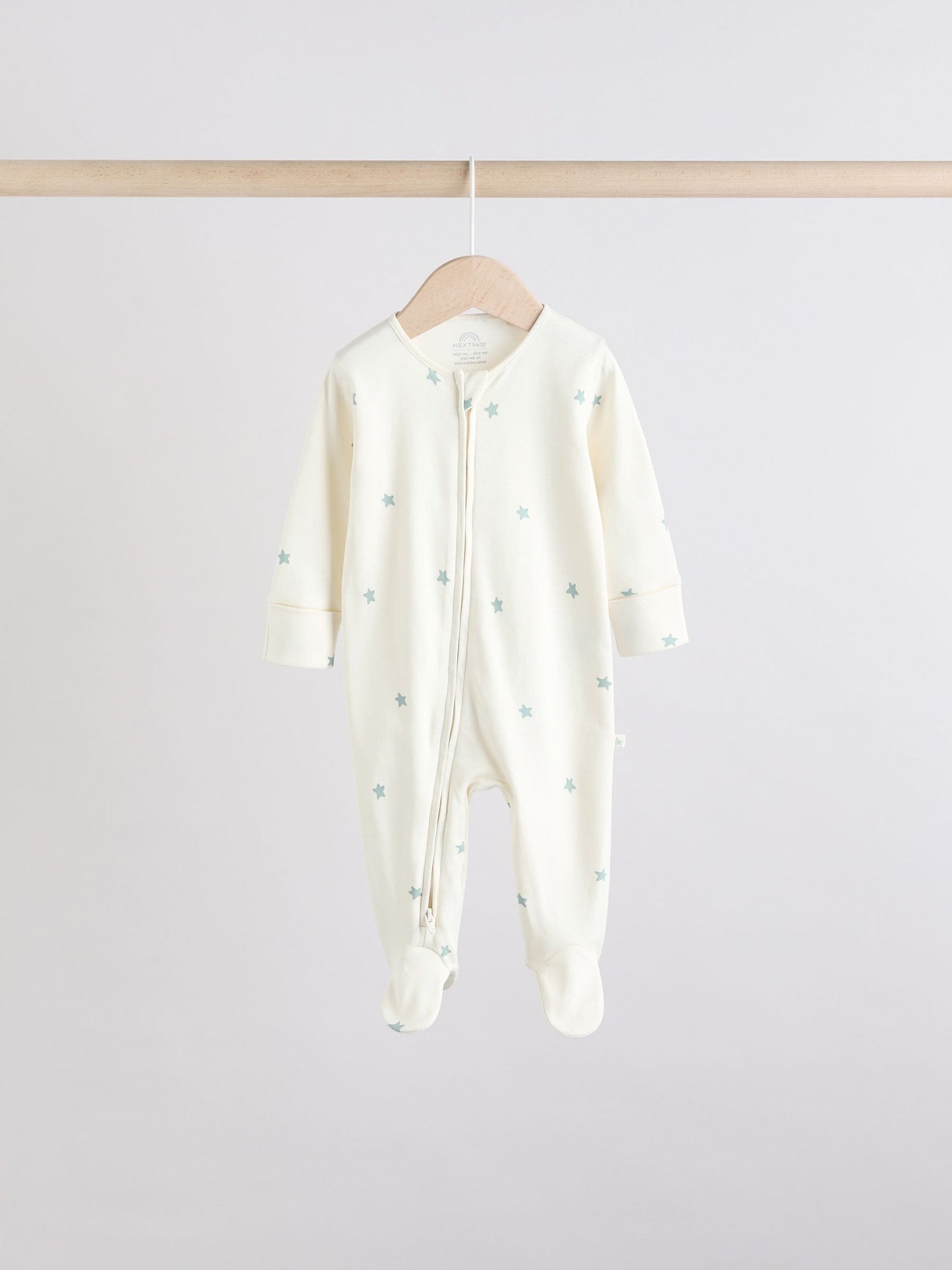 Sage Green 100% Cotton Two Way Zip Baby Sleepsuits 5 Pack (0mths-2yrs)