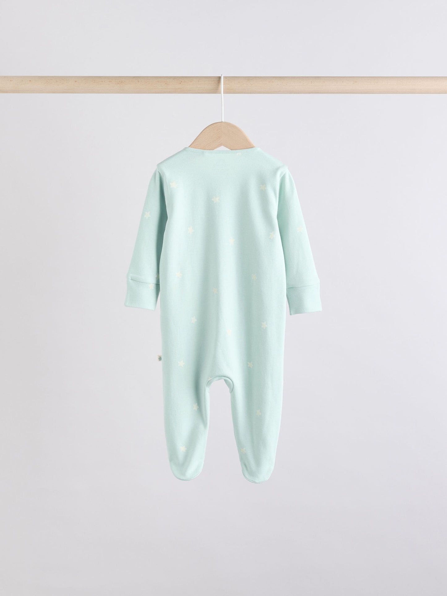 Sage Green 100% Cotton Two Way Zip Baby Sleepsuits 5 Pack (0mths-2yrs)