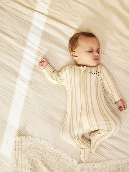 Ecru/Green Little Man Baby Sleepsuit (0mths-2yrs)