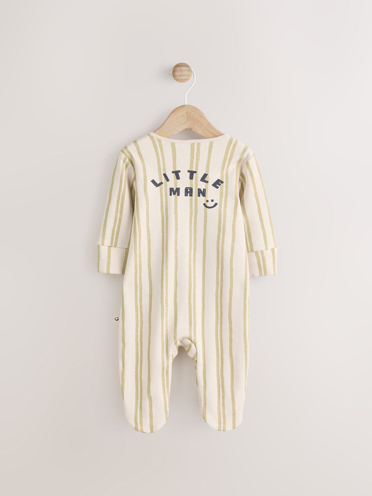 Ecru/Green Little Man Baby Sleepsuit (0mths-2yrs)