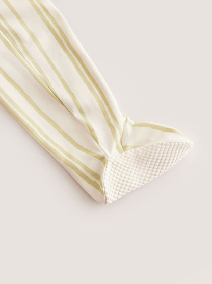 Ecru/Green Little Man Baby Sleepsuit (0mths-2yrs)