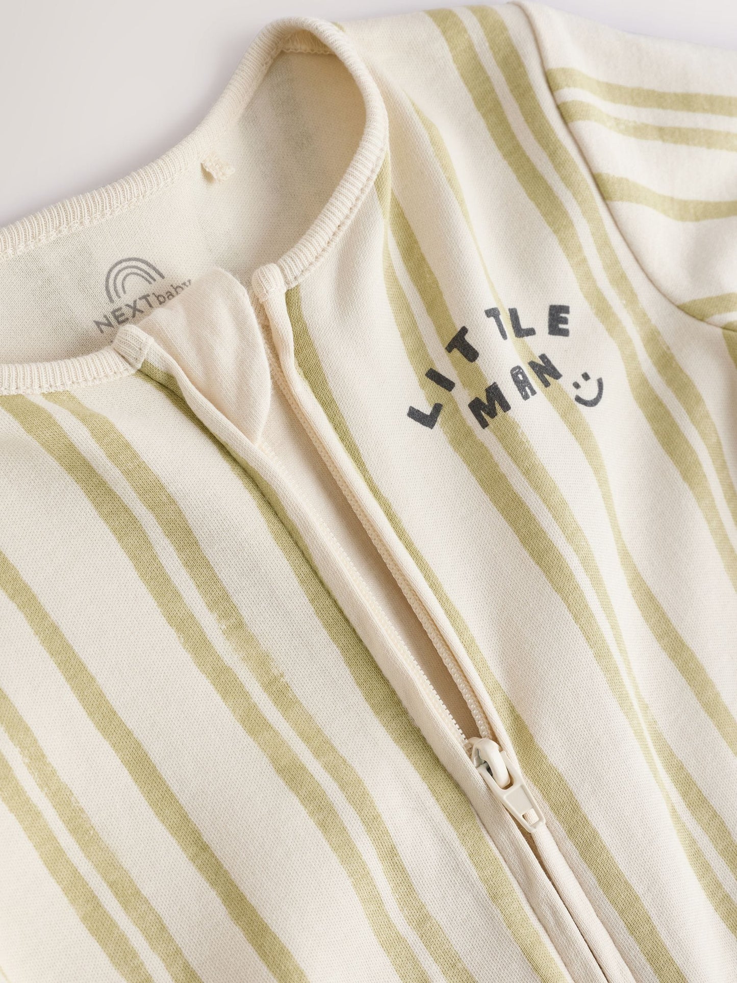 Ecru/Green Little Man Baby Sleepsuit (0mths-2yrs)