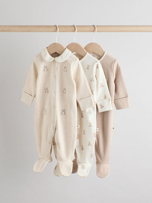 Neutral Baby Sleepsuits 3 Pack (0-2yrs) image 1
