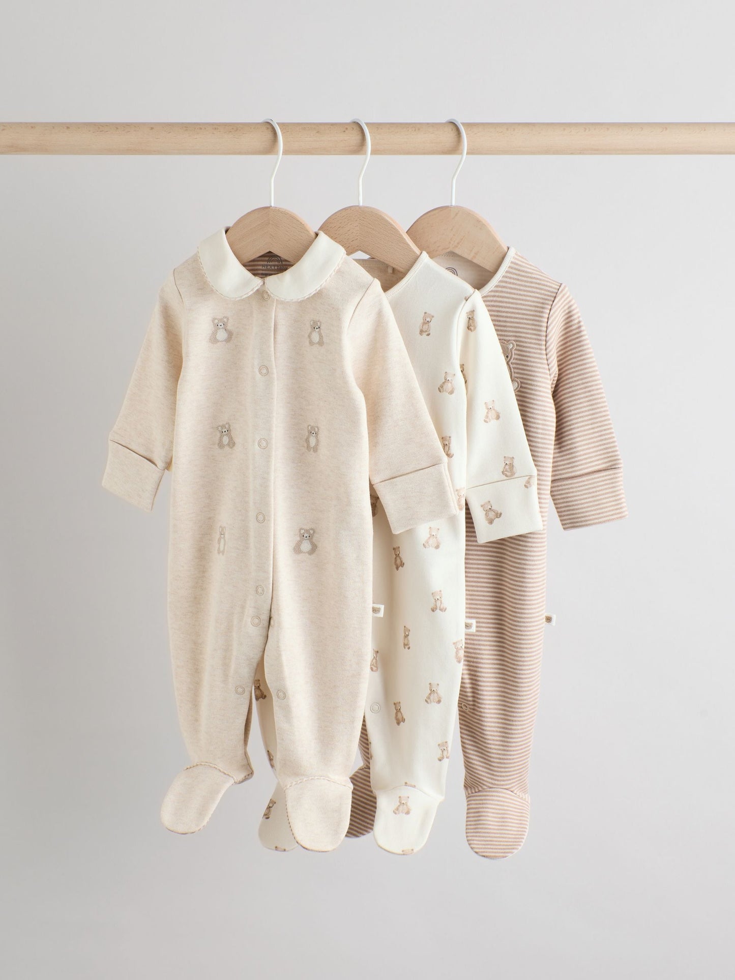 Neutral Baby Sleepsuits 3 Pack (0-2yrs) image 1