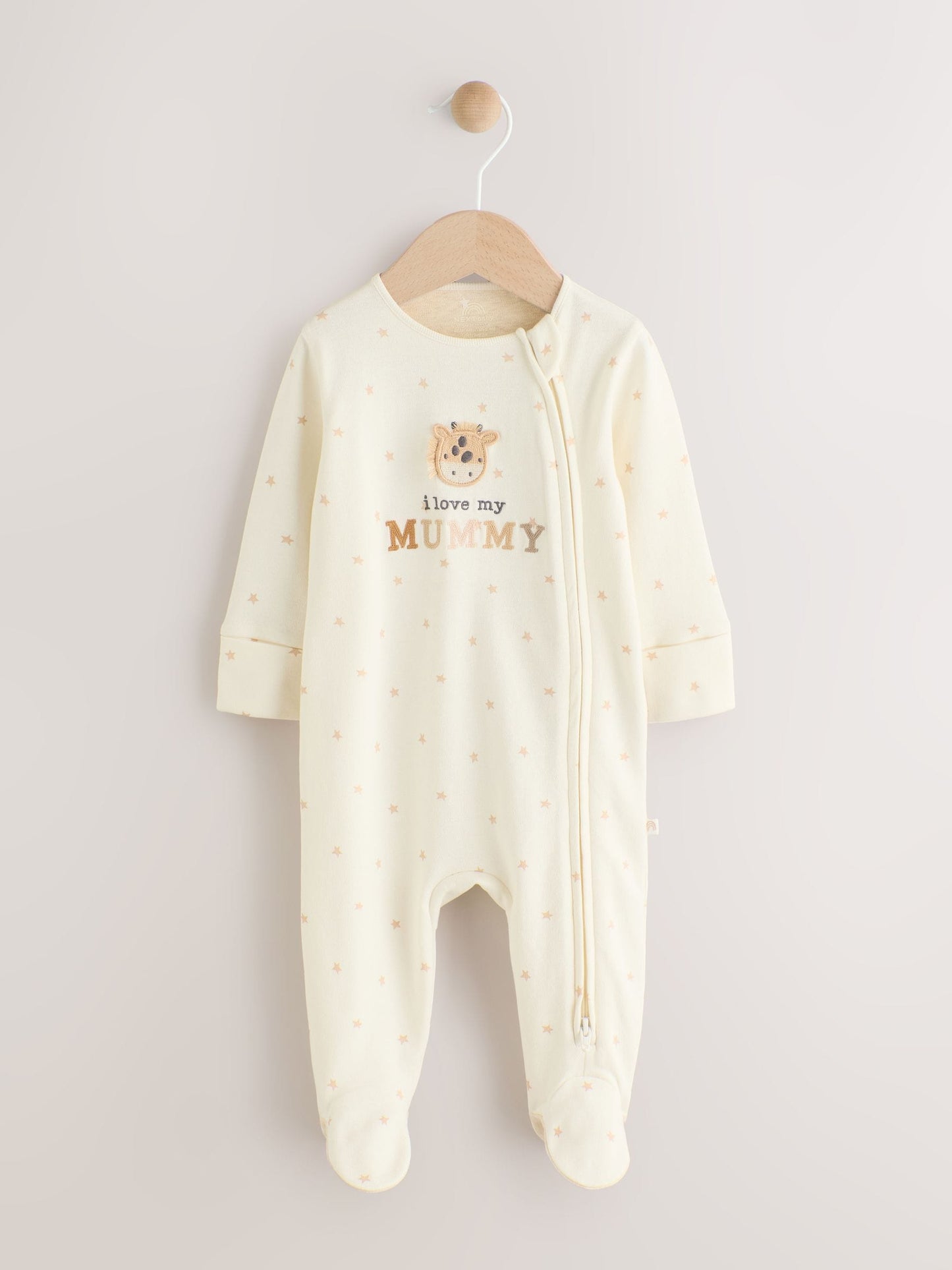 Ecru I Love My Mummy Two Way Zip Baby Sleepsuit (0-18mths) image 1