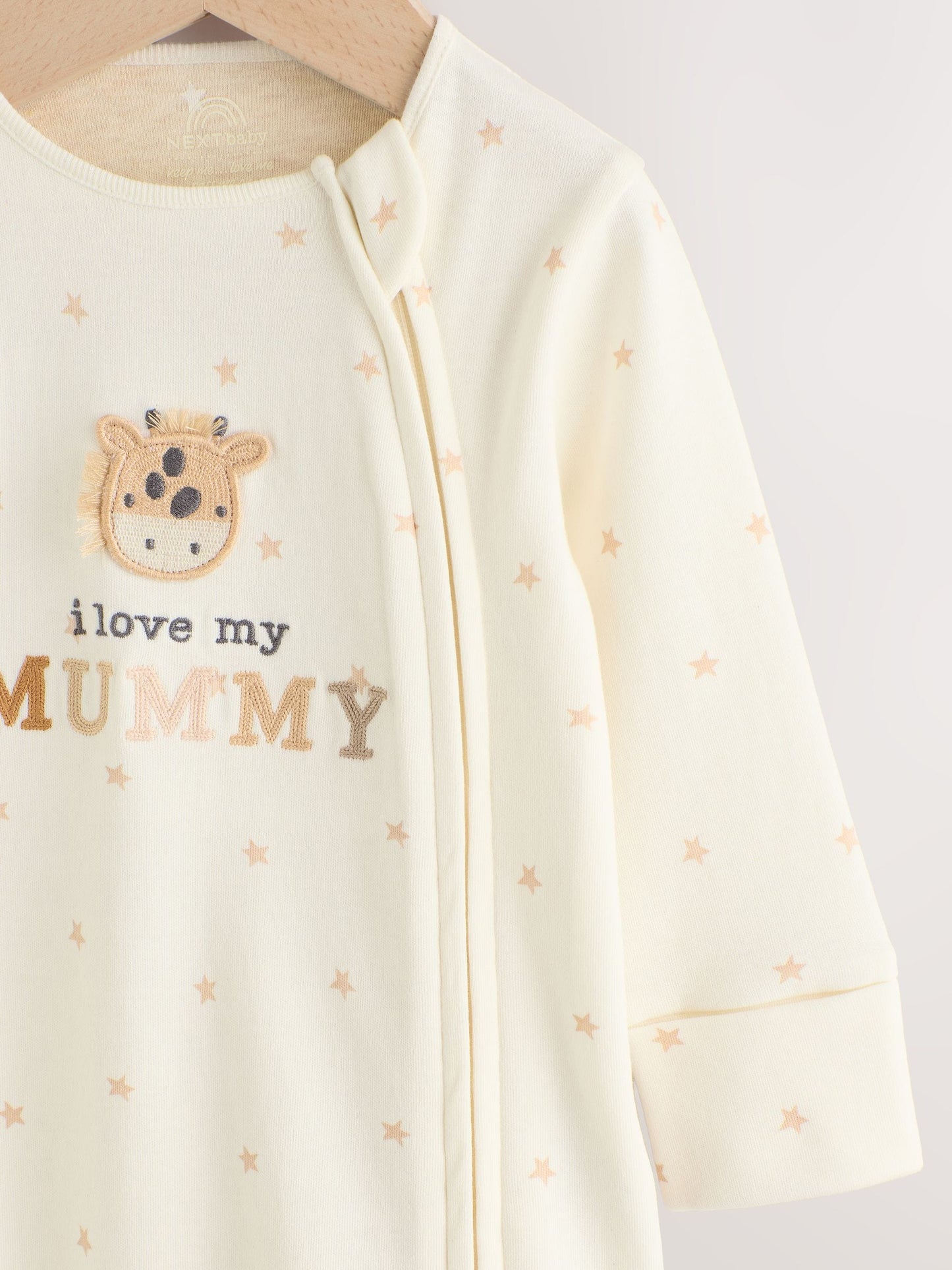 Ecru I Love My Mummy Two Way Zip Baby Sleepsuit (0-18mths) image 3