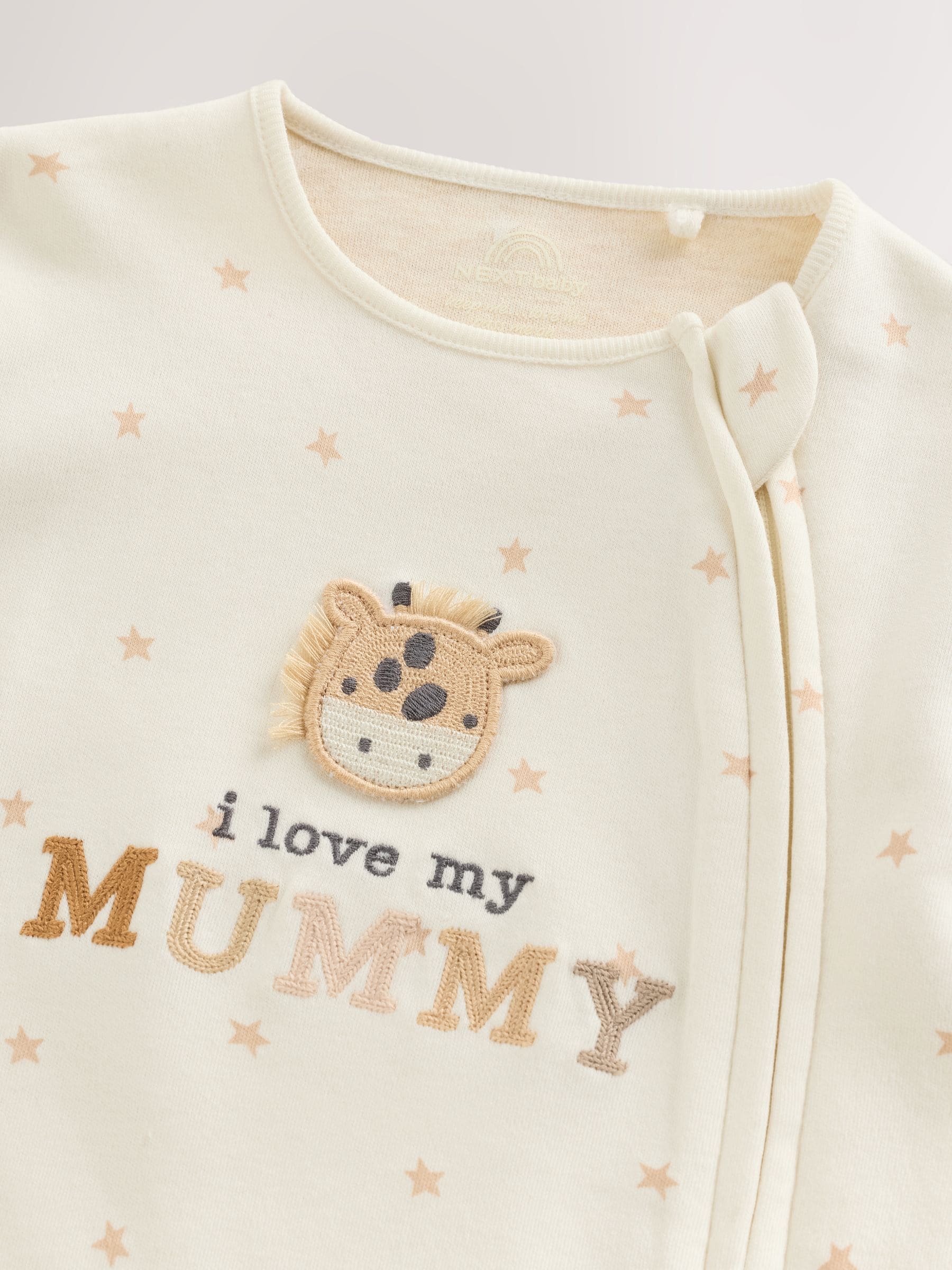 Ecru I Love My Mummy Two Way Zip Baby Sleepsuit (0-18mths) image 4