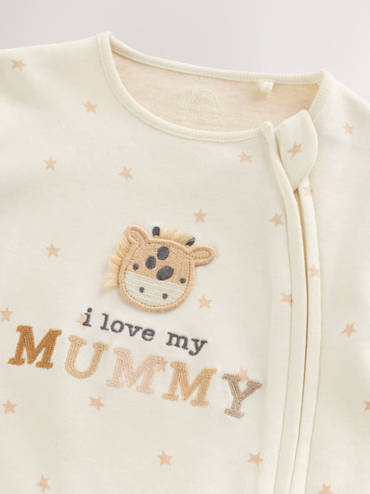 Ecru I Love My Mummy Two Way Zip Baby Sleepsuit (0-18mths) image 4