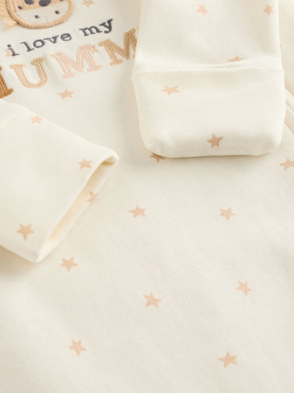 Ecru I Love My Mummy Two Way Zip Baby Sleepsuit (0-18mths) image 5