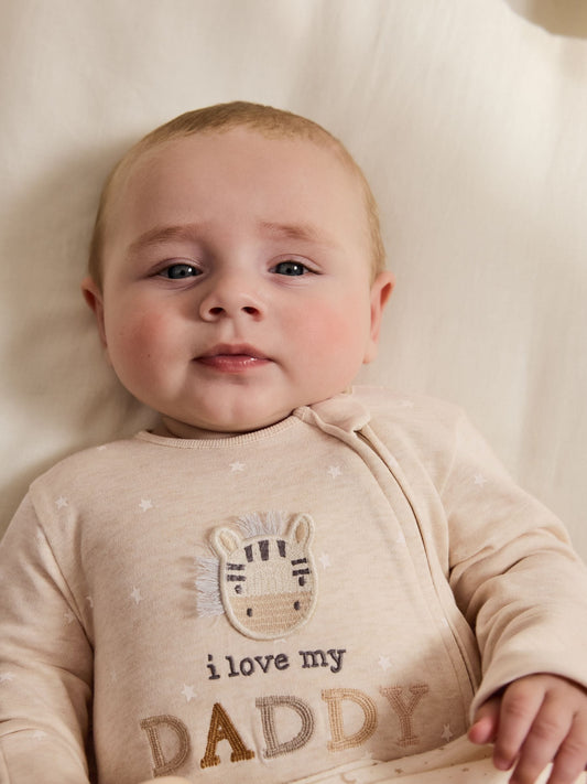 Neutral I Love My Daddy Two Way Zip Baby Sleepsuit (0-18mths) image 2