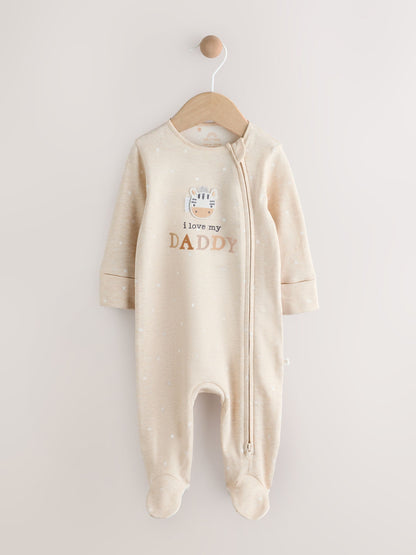 Neutral I Love My Daddy Two Way Zip Baby Sleepsuit (0-18mths) image 4