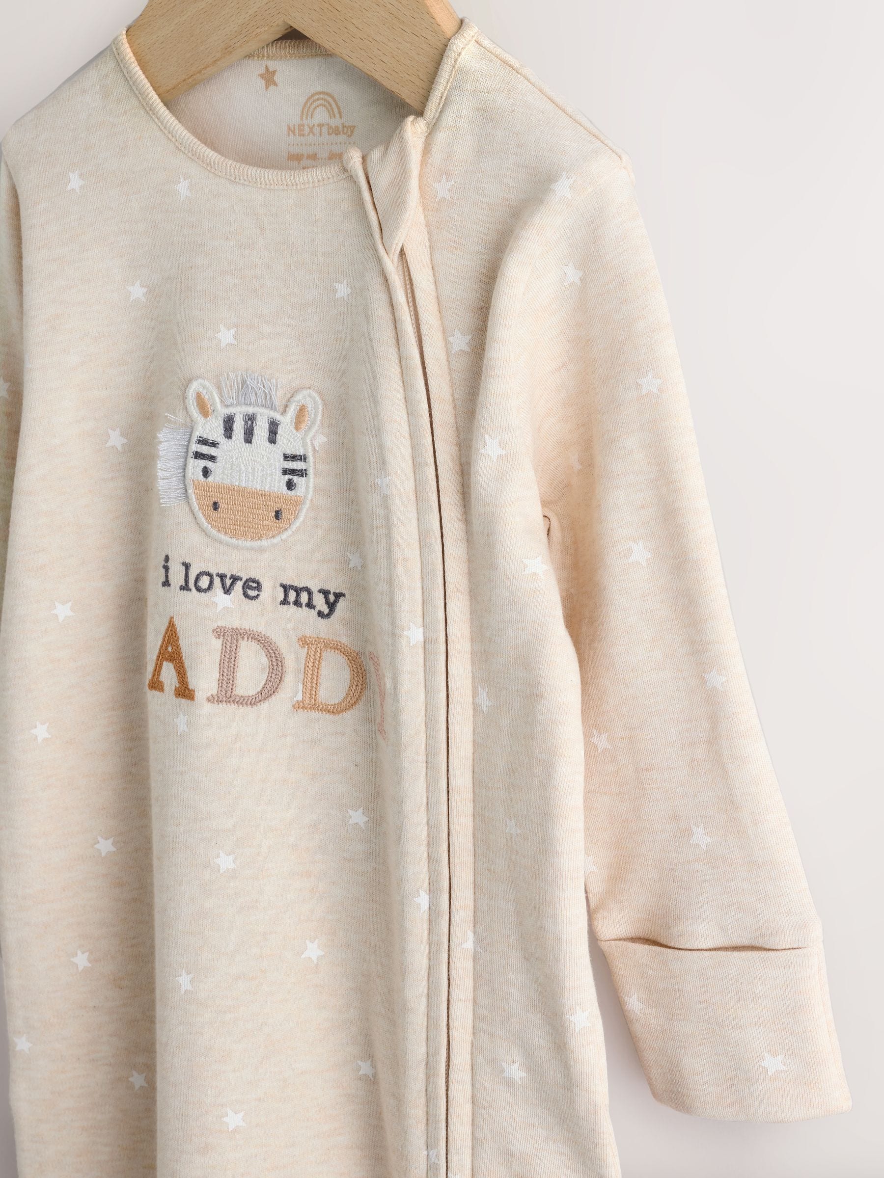 Neutral I Love My Daddy Two Way Zip Baby Sleepsuit (0-18mths) image 6
