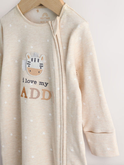 Neutral I Love My Daddy Two Way Zip Baby Sleepsuit (0-18mths) image 6
