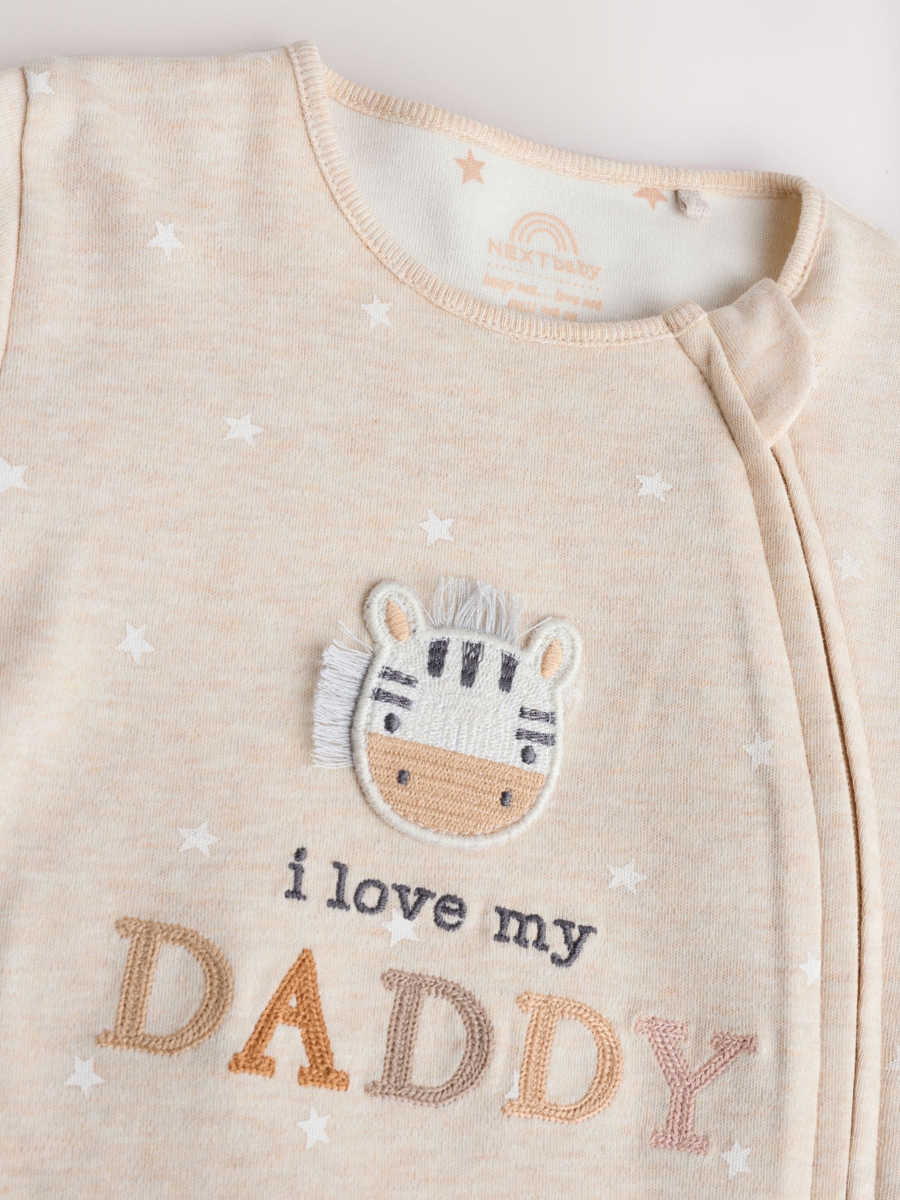 Neutral I Love My Daddy Two Way Zip Baby Sleepsuit (0-18mths) image 7