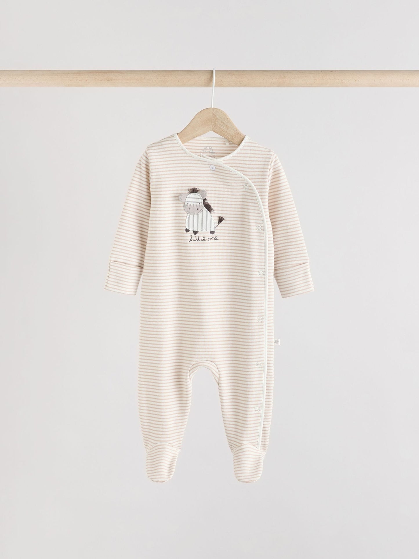 Grey 3 Pack Zebra 100% Cotton Baby Sleepsuits (0-2yrs) image 2