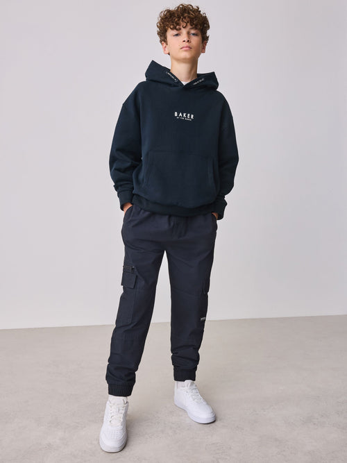 Baker by Ted Baker Navy Overhead Brown Hoodie image 1