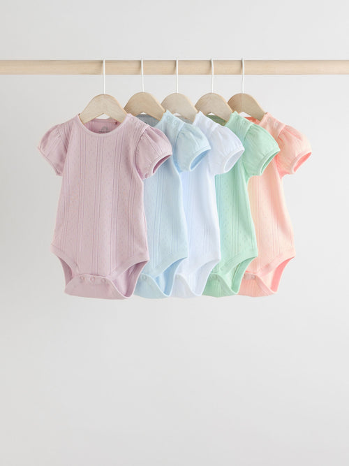 Dsiney Kidz - Pastels 5 Pack Short Sleeve Pointelle Baby Bodysuits image 1
