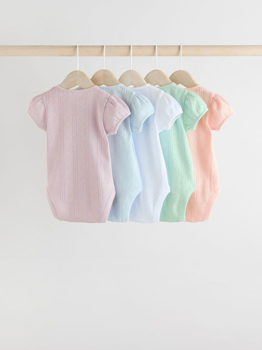 Dsiney Kidz - Pastels 5 Pack Short Sleeve Pointelle Baby Bodysuits image 2