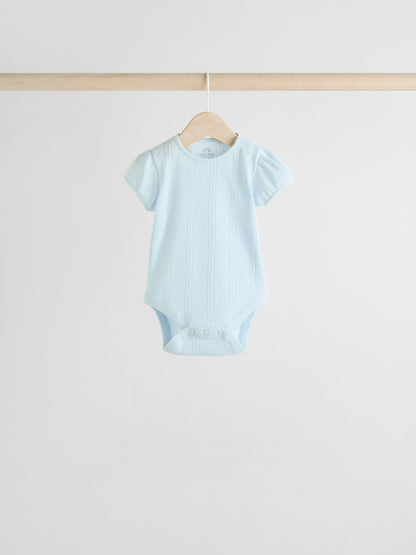 Pastels 5 Pack Short Sleeve Pointelle Baby Bodysuits image 4