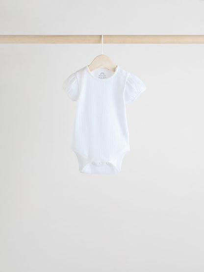 Pastels 5 Pack Short Sleeve Pointelle Baby Bodysuits image 5