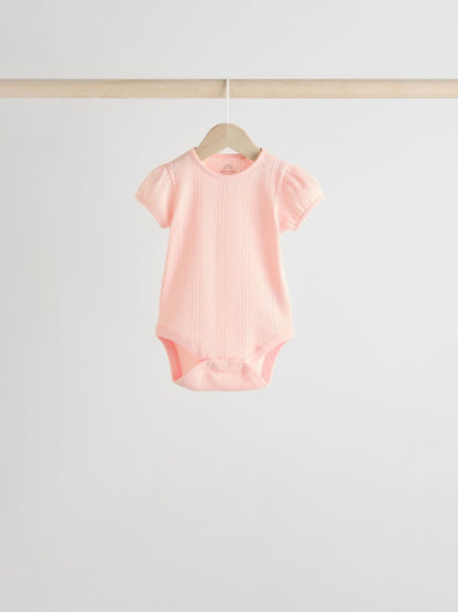 Pastels 5 Pack Short Sleeve Pointelle Baby Bodysuits image 7