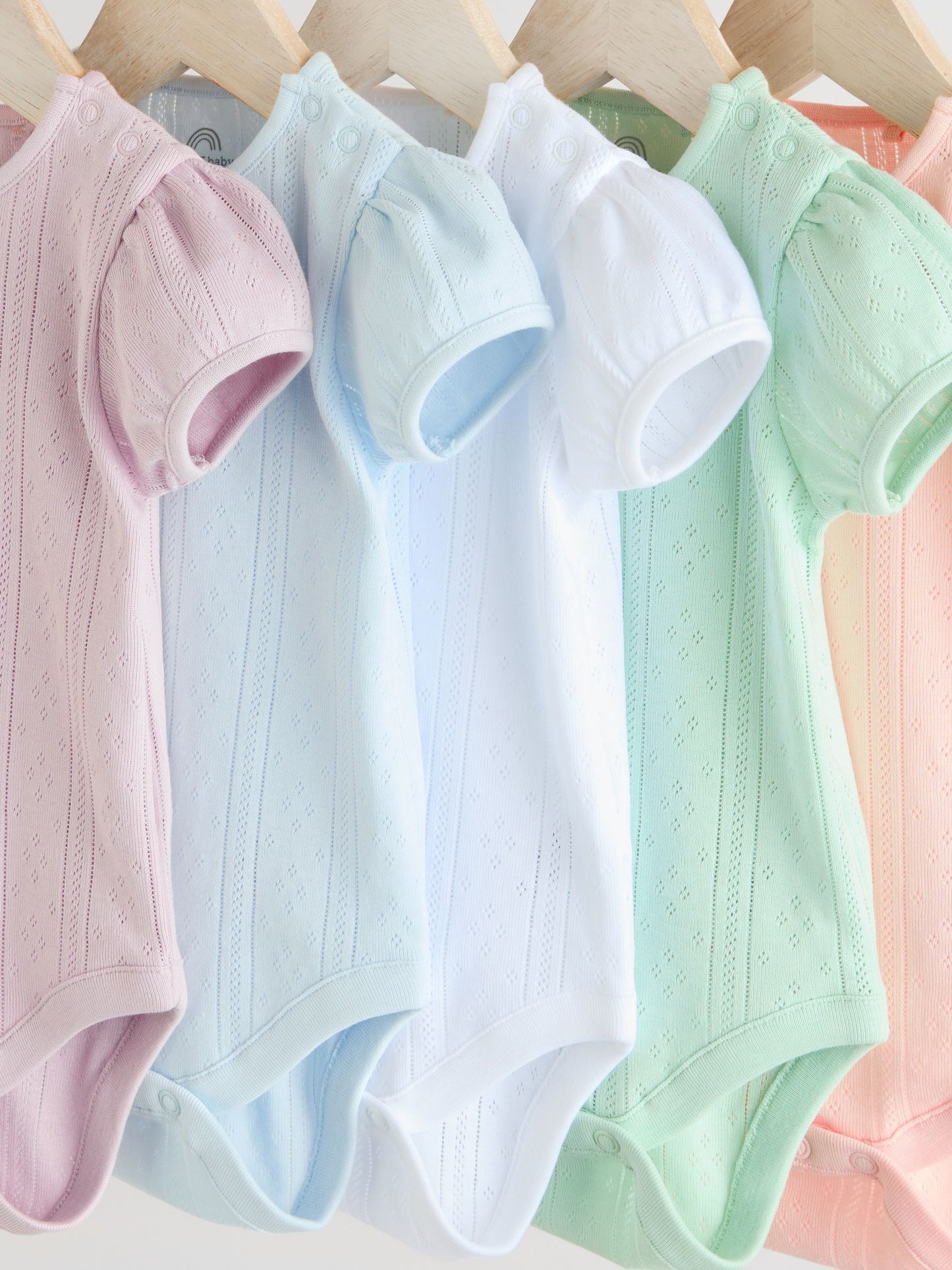 Pastels 5 Pack Short Sleeve Pointelle Baby Bodysuits image 9