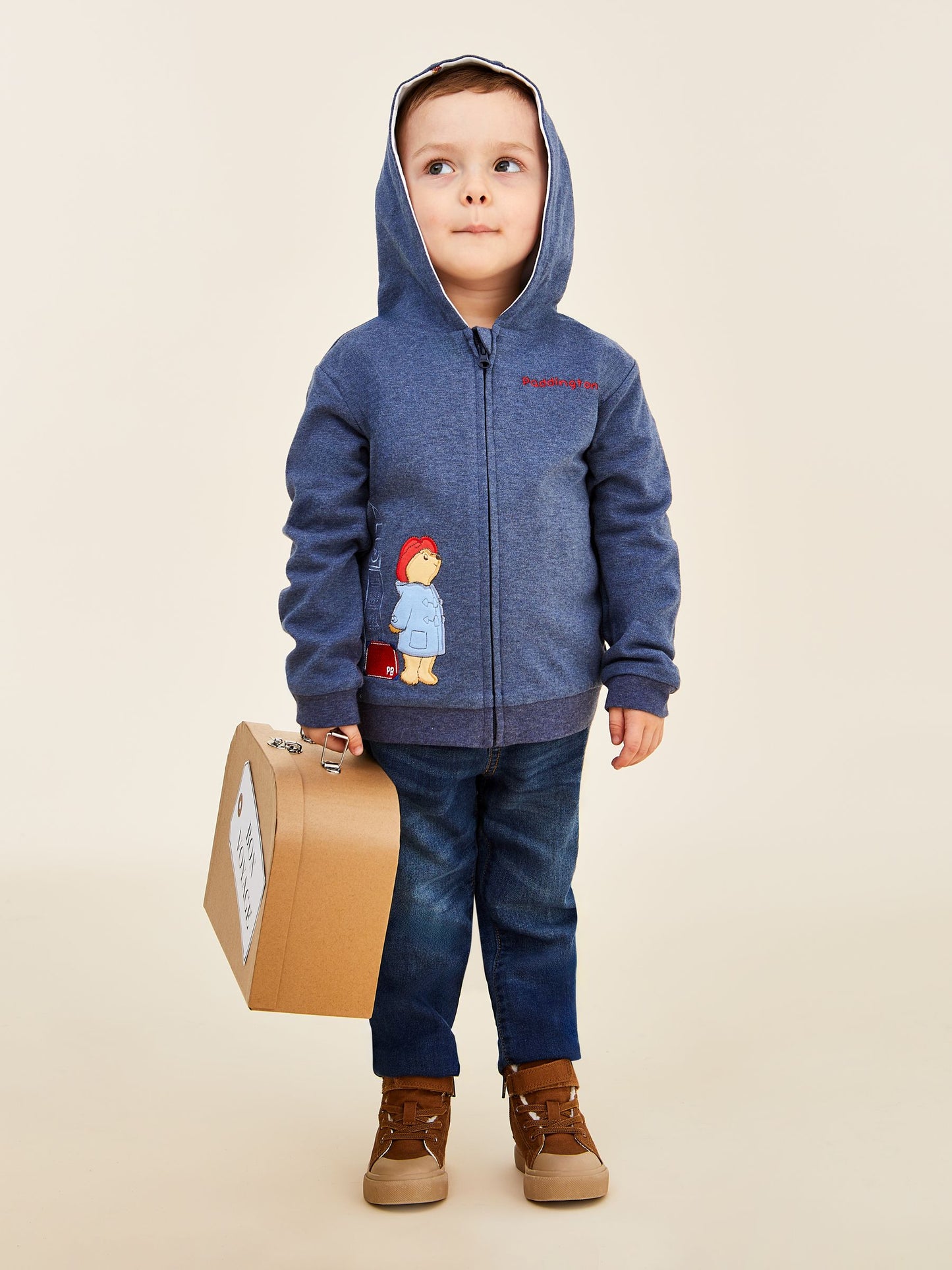 Dsiney Kidz - JoJo Maman Bébé Navy Paddington Appliqué Hooded Sweatshirt image 2