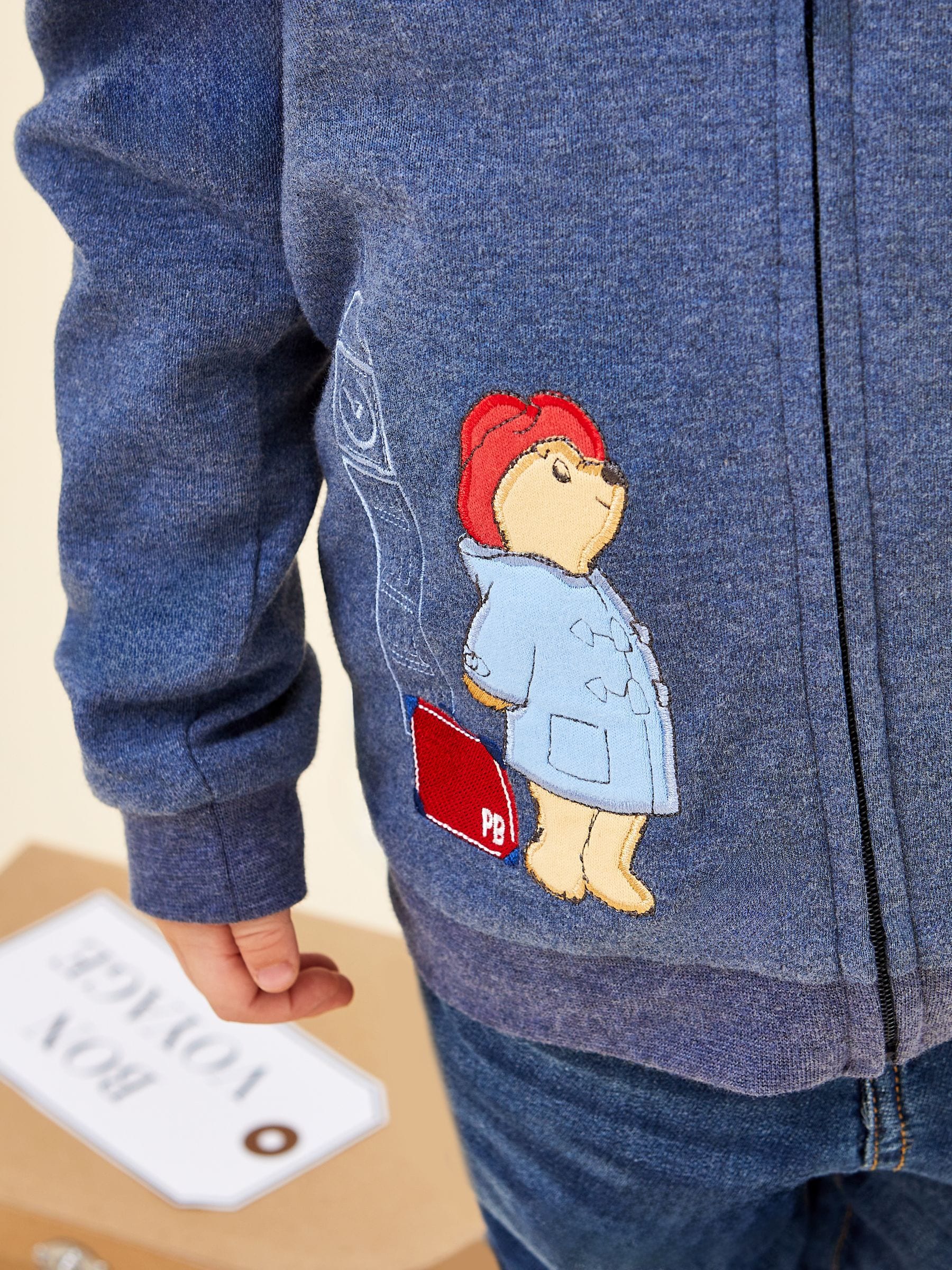 Dsiney Kidz - JoJo Maman Bébé Navy Paddington Appliqué Hooded Sweatshirt image 4