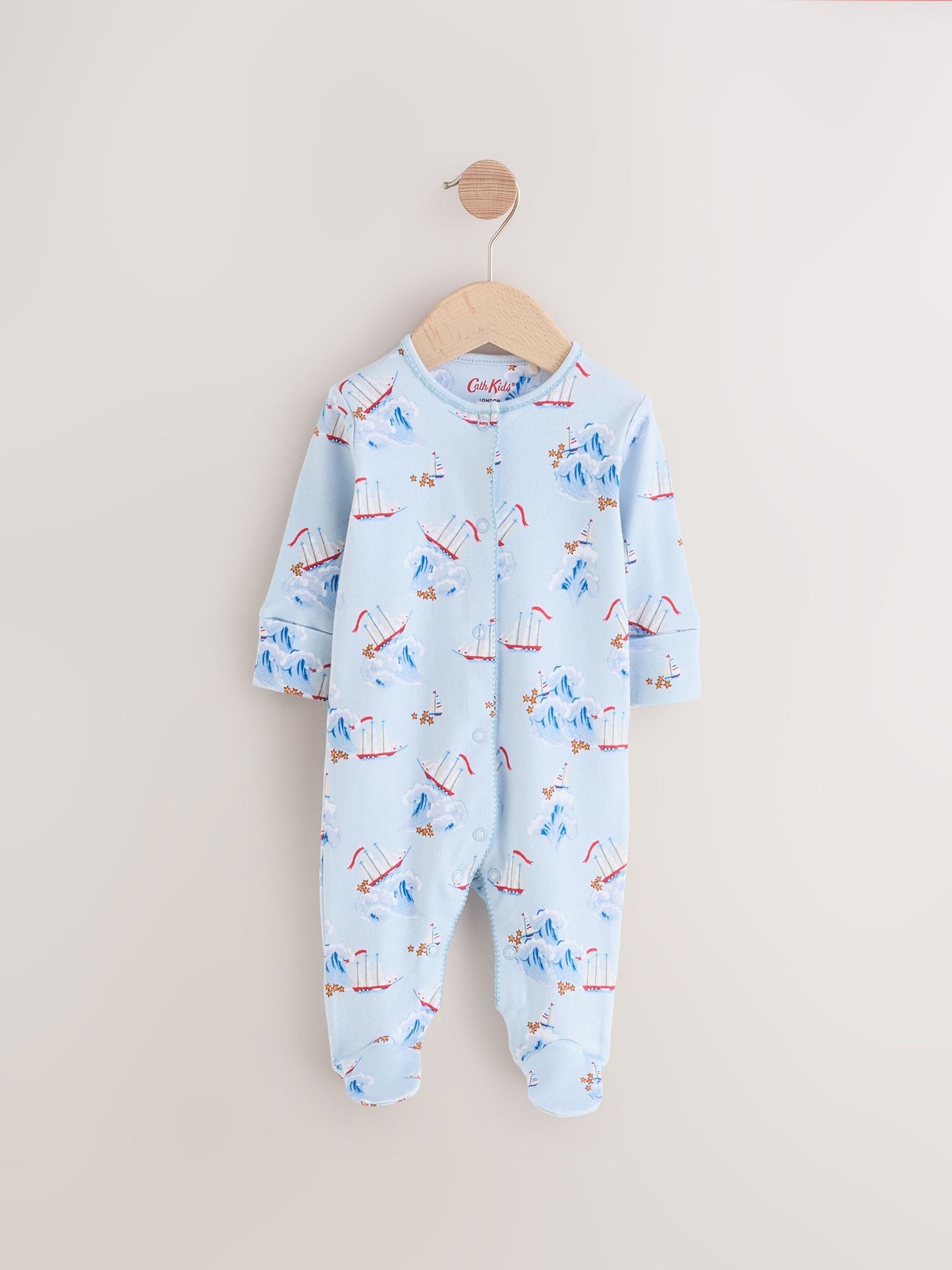 Blue/White Nautical Cath Kidston Baby 100% Cotton Sleepsuits 2 Pack