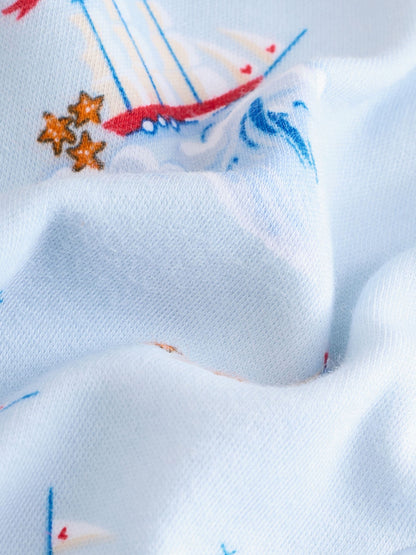 Blue/White Nautical Cath Kidston Baby 100% Cotton Sleepsuits 2 Pack