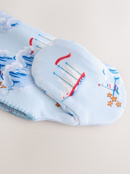 Blue/White Nautical Cath Kidston Baby 100% Cotton Sleepsuits 2 Pack