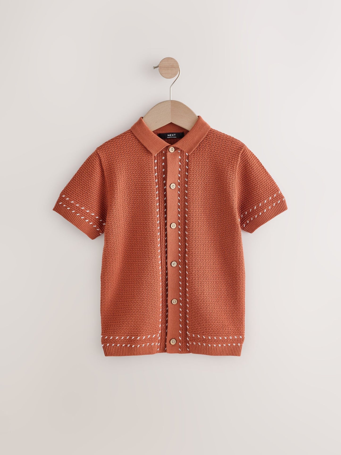 Dsiney Kidz - Rust Brown 100% Cotton Short Sleeve Knitted Polo Shirt (3-16yrs) image 1