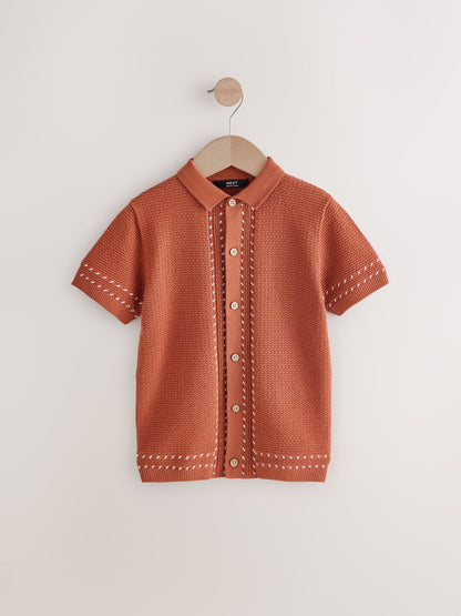 Dsiney Kidz - Rust Brown 100% Cotton Short Sleeve Knitted Polo Shirt (3-16yrs) image 1