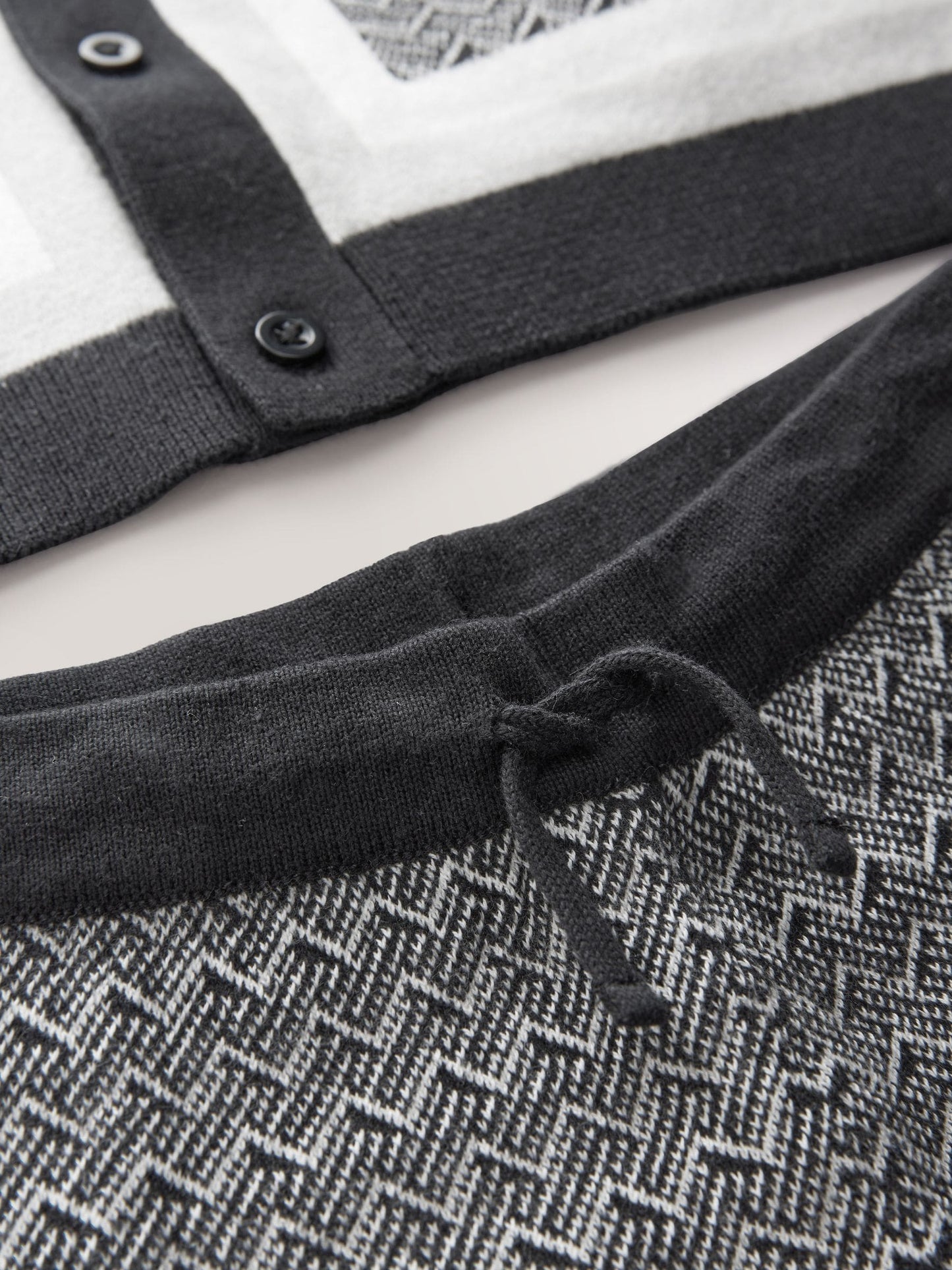 Dsiney Kidz - Monochrome Geo Knitted Button Through Polo Shirt and Shorts Set (3-16yrs) image 4